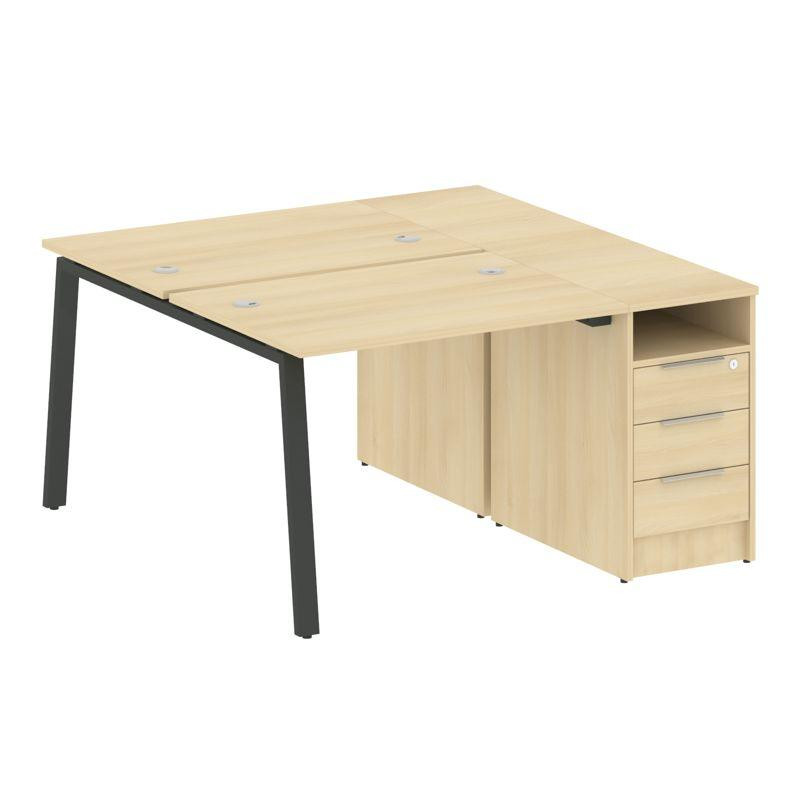 Metal System Рабочая станция с тумбой на А-образном м/к БА.РС-СТП-2.1 Акация Лорка/Металл Антрацит 1