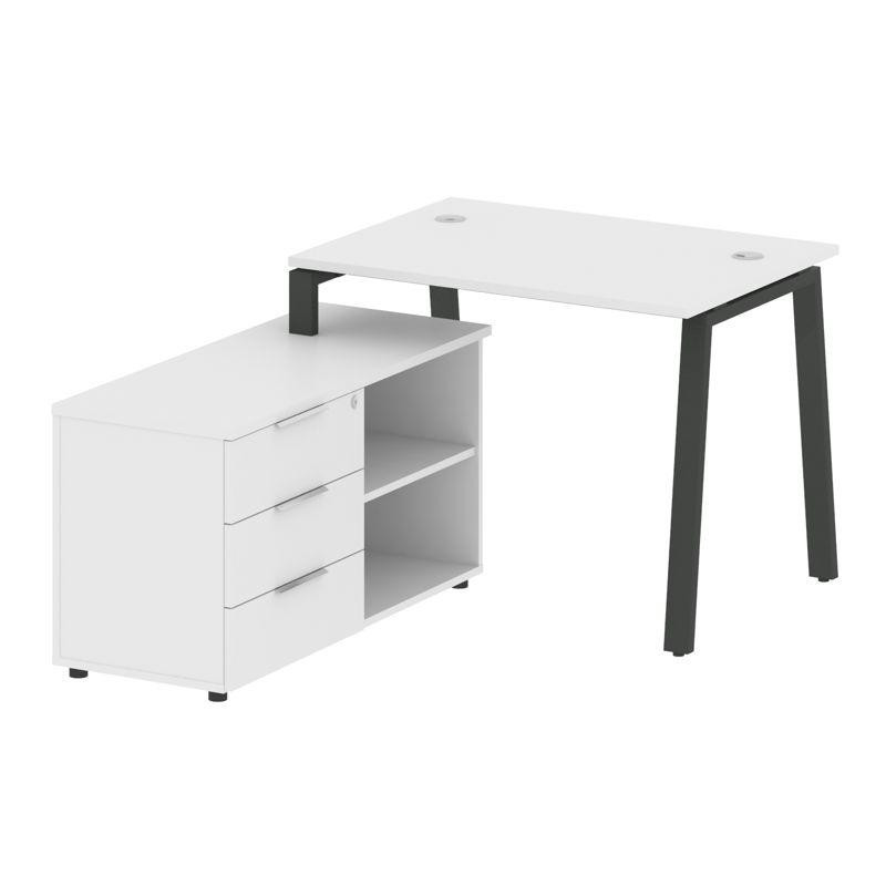 Metal System Рабочая станция с тумбой на А-образном м/к БА.РС-СТС-2.1 (L) Белый/Металл Антрацит 1100 Metal System Рабочая станция с тумбой на А-образном м/к БА.РС-СТС-2.1 (L) Белый/Металл Антрацит 1100