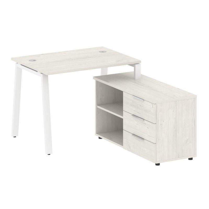 Metal System Рабочая станция с тумбой на А-образном м/к БА.РС-СТС-2.1 (R) Дуб Наварра/Металл Белый 1