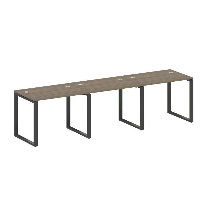 Metal System Рабочая станция на 3 места на О-образном м/к БО.СМ-3.1 Вяз Благородный/Металл Антрацит