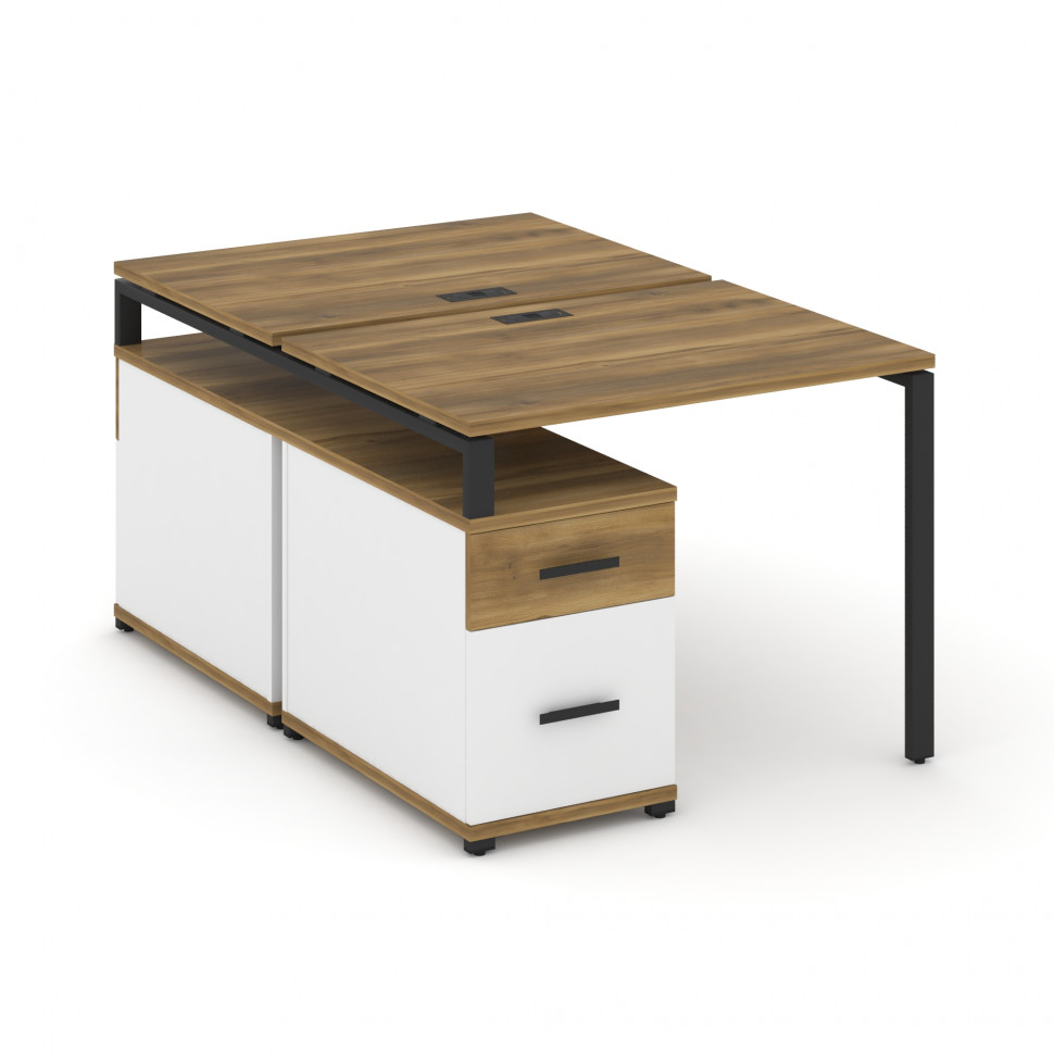 Concept Рабочая станция 2 места с двухсторонней опорной тумбой CN.DRS-305 B Сандал Янтарный/Белый Бр