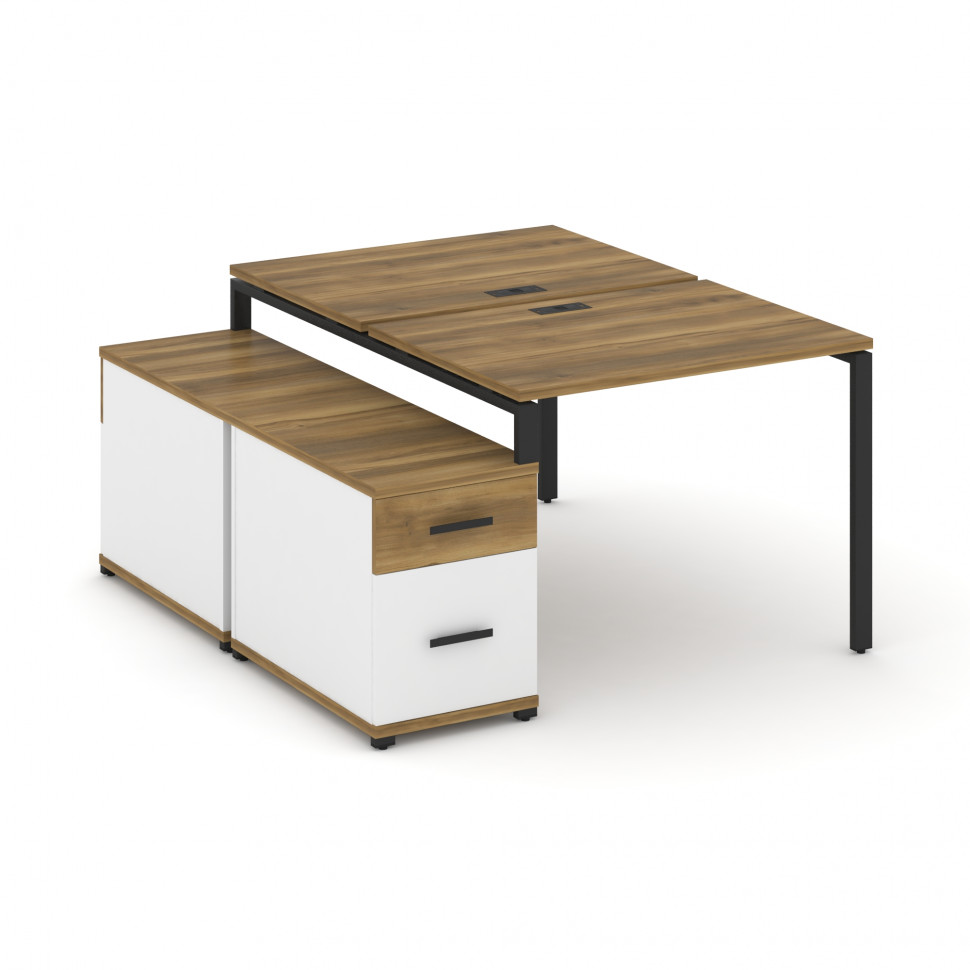 Concept Рабочая станция 2 места с двухсторонней опорной тумбой CN.DRS-305 B Сандал Янтарный/Белый Бр