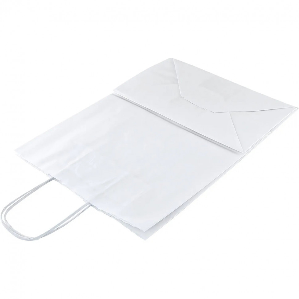 Пакет бумажный 260х150х350 мм, 80 гр/м2,с круч. ручками, белый, 200 шт/уп