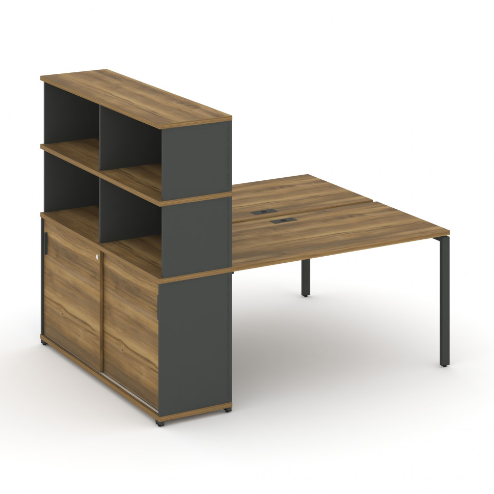 Concept Рабочая станция с опорным шкафом-купе с надставкой выс. CN.DRS-242 A Сандал Янтарный/Антраци