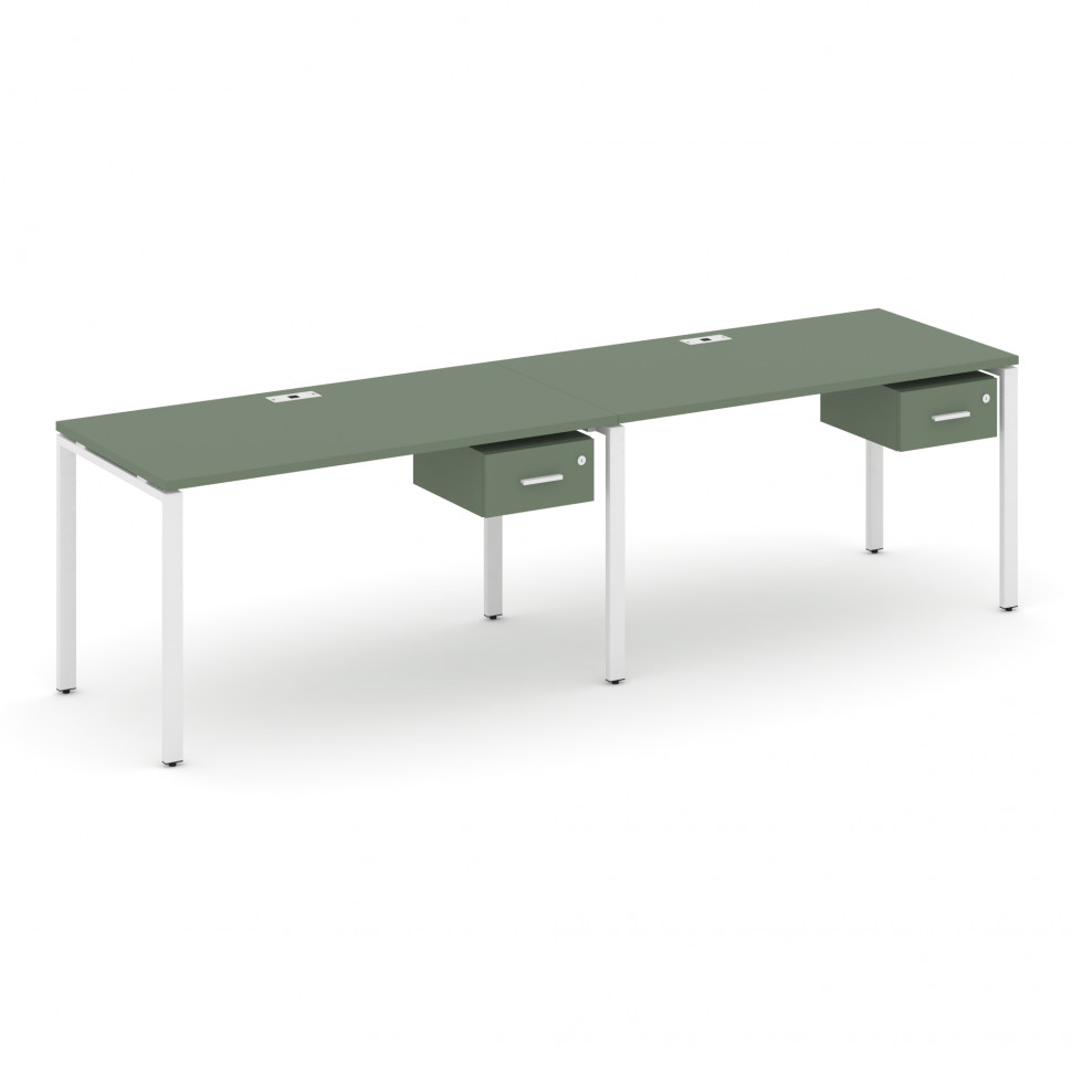 Concept Рабочая станция односторонняя с подвес. тумбами 2 места CN.ORS-109 W Кобо/Металл Белый 1960*