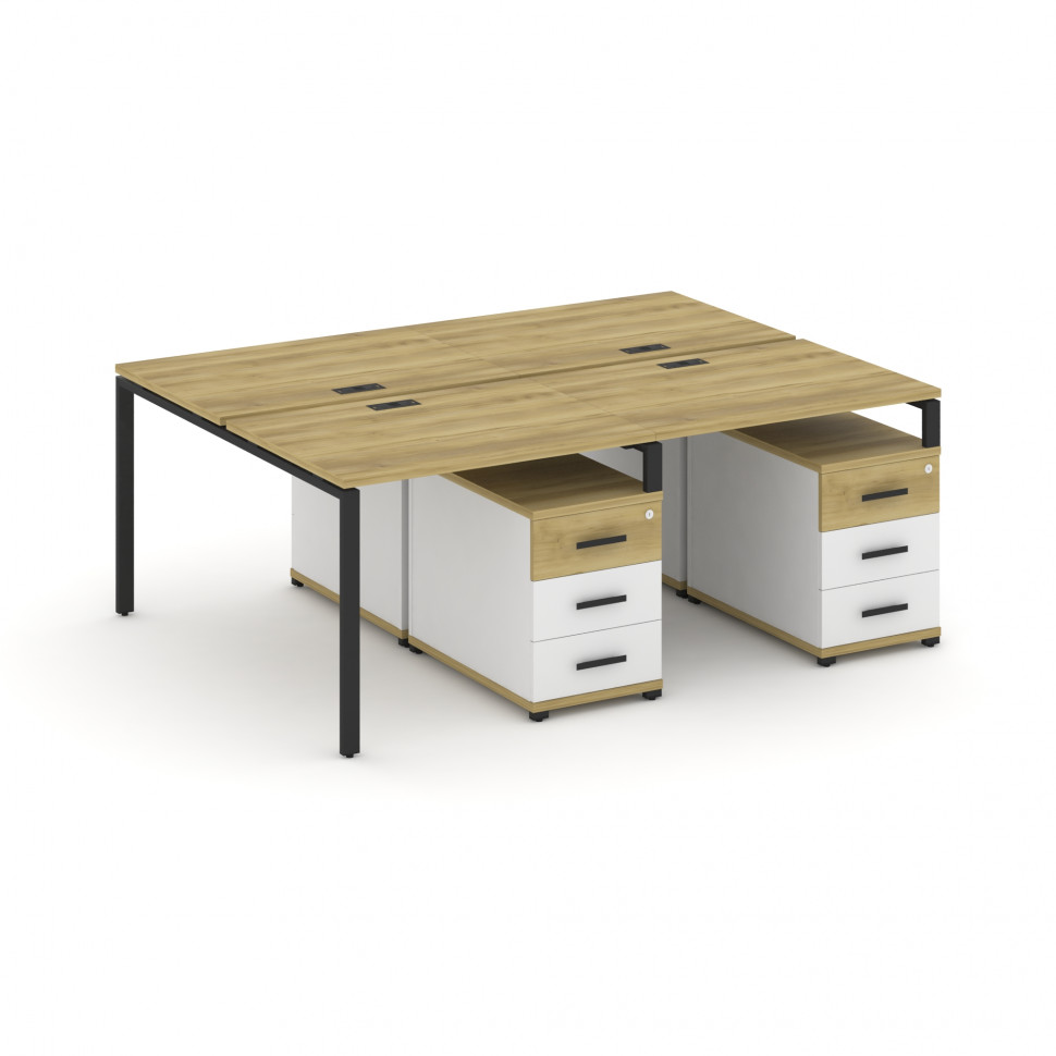 Concept Рабочая станция 4 места с 2 двухсторонними опорными тумбами CN.DRS-317 B Дуб Винченцо/Белый Concept Рабочая станция 4 места с 2 двухсторонними опорными тумбами CN.DRS-317 B Дуб Винченцо/Белый