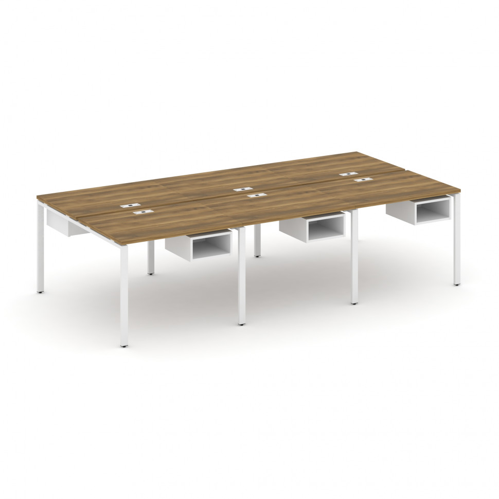 Concept Рабочая станция двухсторонняя с подвес. тумбами на 6 мест CN.DRS-141 Сандал Янтарный/Белый Б