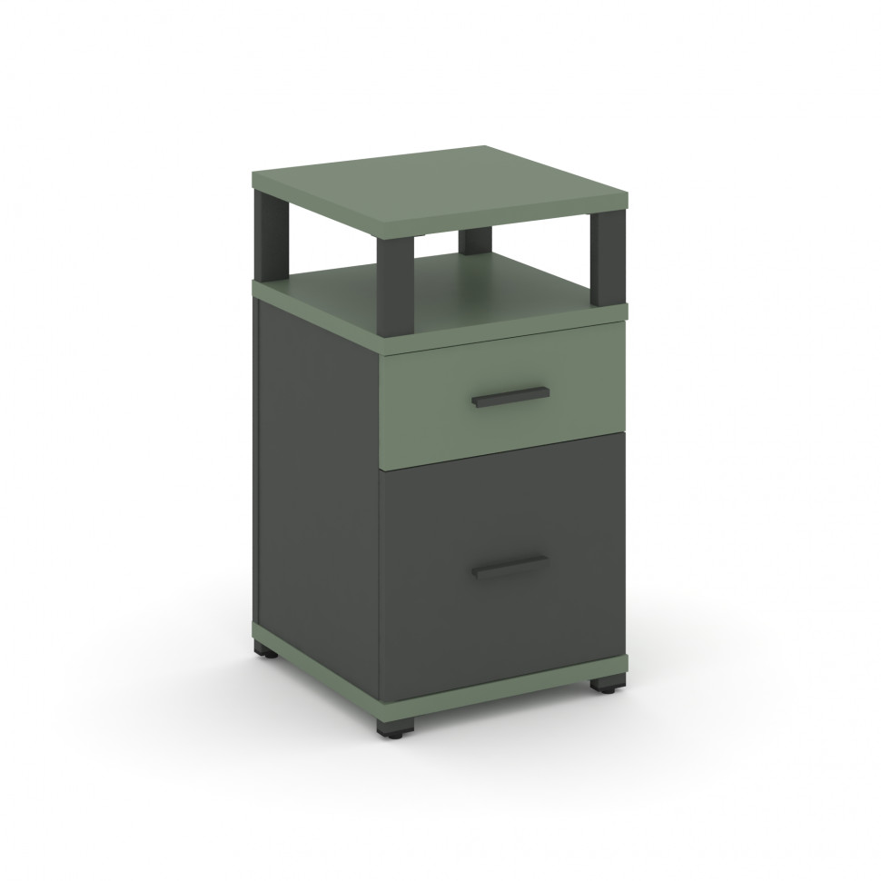 Concept Тумба приставная 1 ящ.+1 распаш. фасад с надставкой CN.TUP-006 A Кобо/Антрацит/Металл Антрац