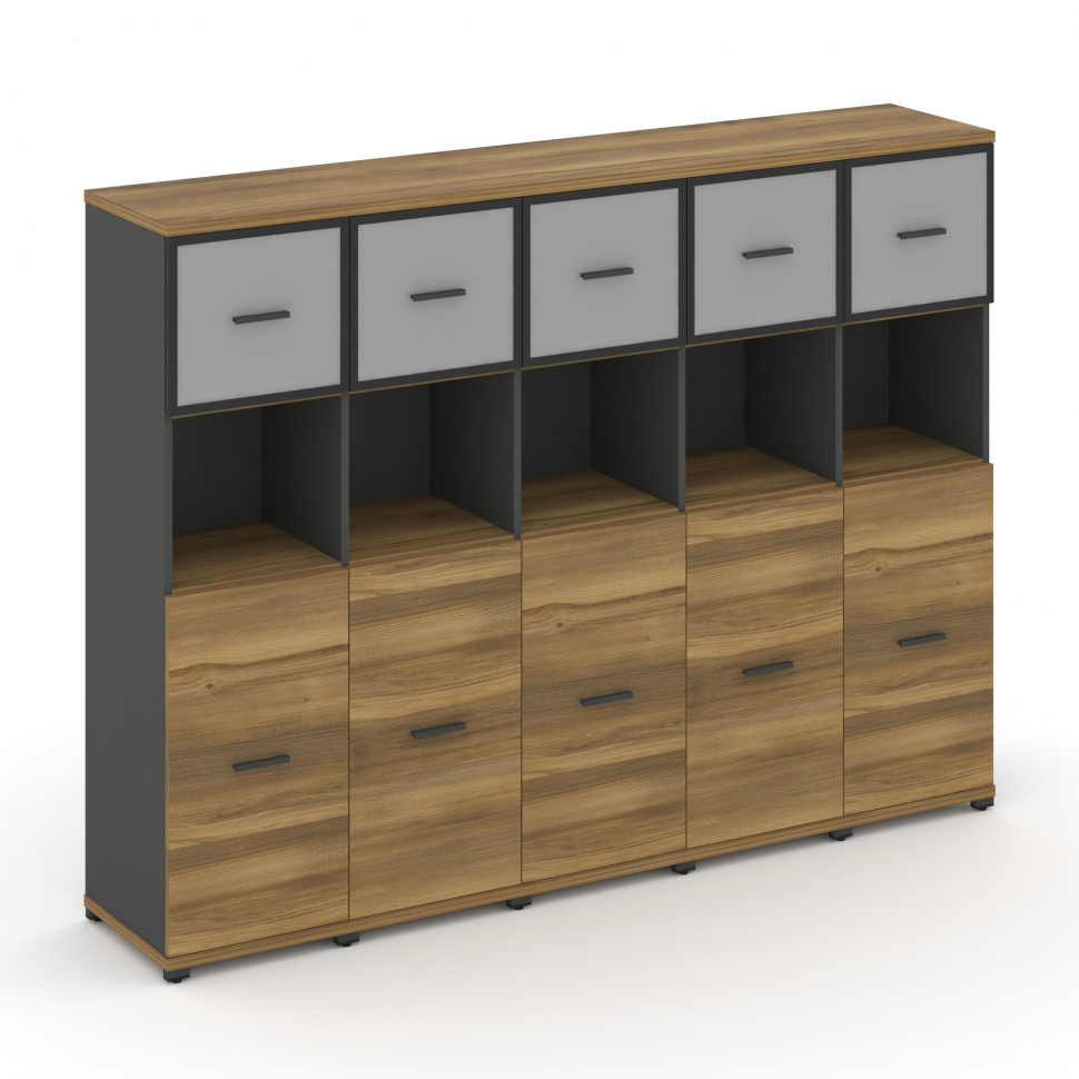 Concept Шкаф 5 узких секций, 4 ниши CN.STU-455 RMB A Сандал Янтарный/Антрацит/Металл Антрацит/Сатин