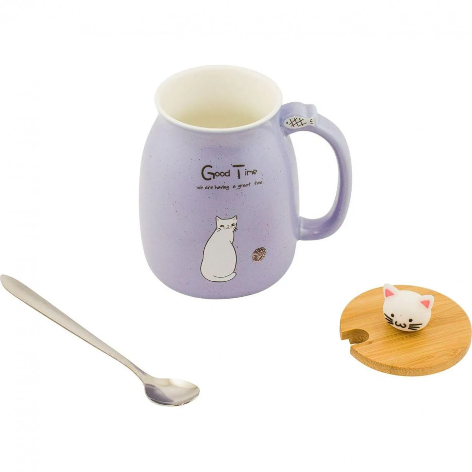 Кружка Котик с клубком №3 фиол Эврика арт.99290