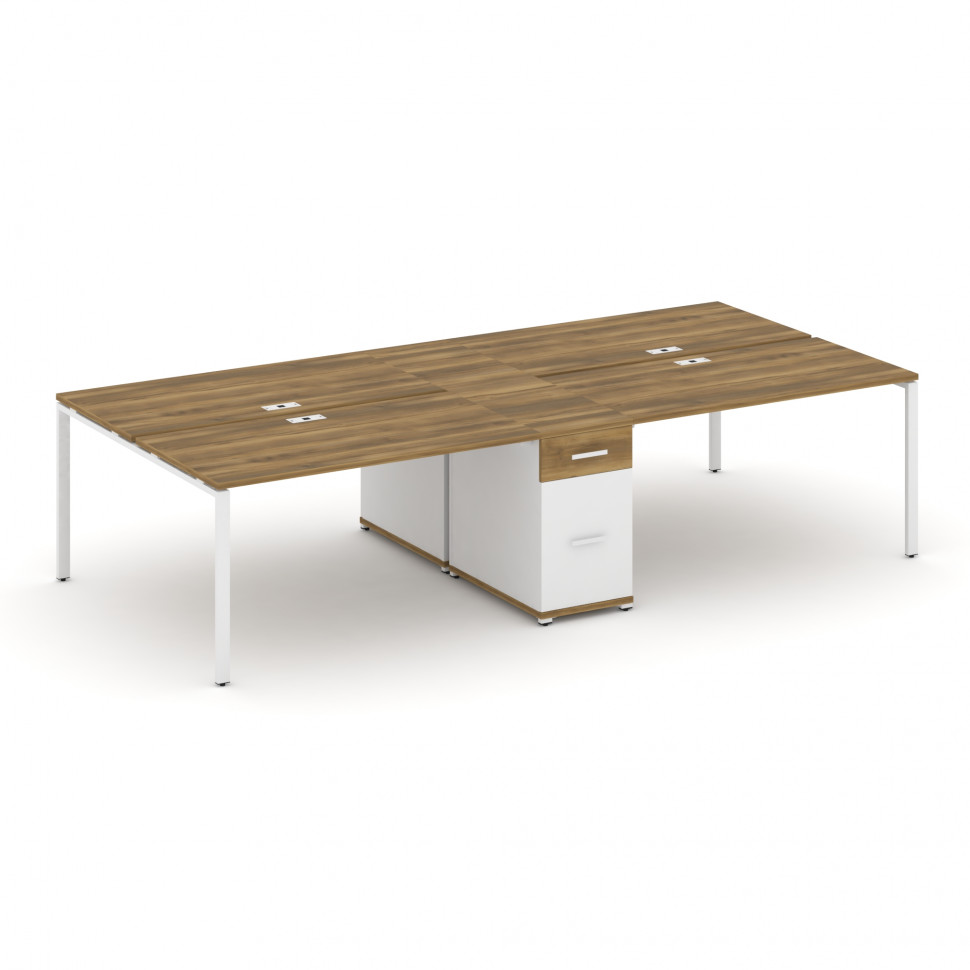 Concept Рабочая станция 4 места с 1 опорной тумбой CN.DRS-423 W Сандал Янтарный/Белый Бриллиант/Мета Concept Рабочая станция 4 места с 1 опорной тумбой CN.DRS-423 W Сандал Янтарный/Белый Бриллиант/Мета