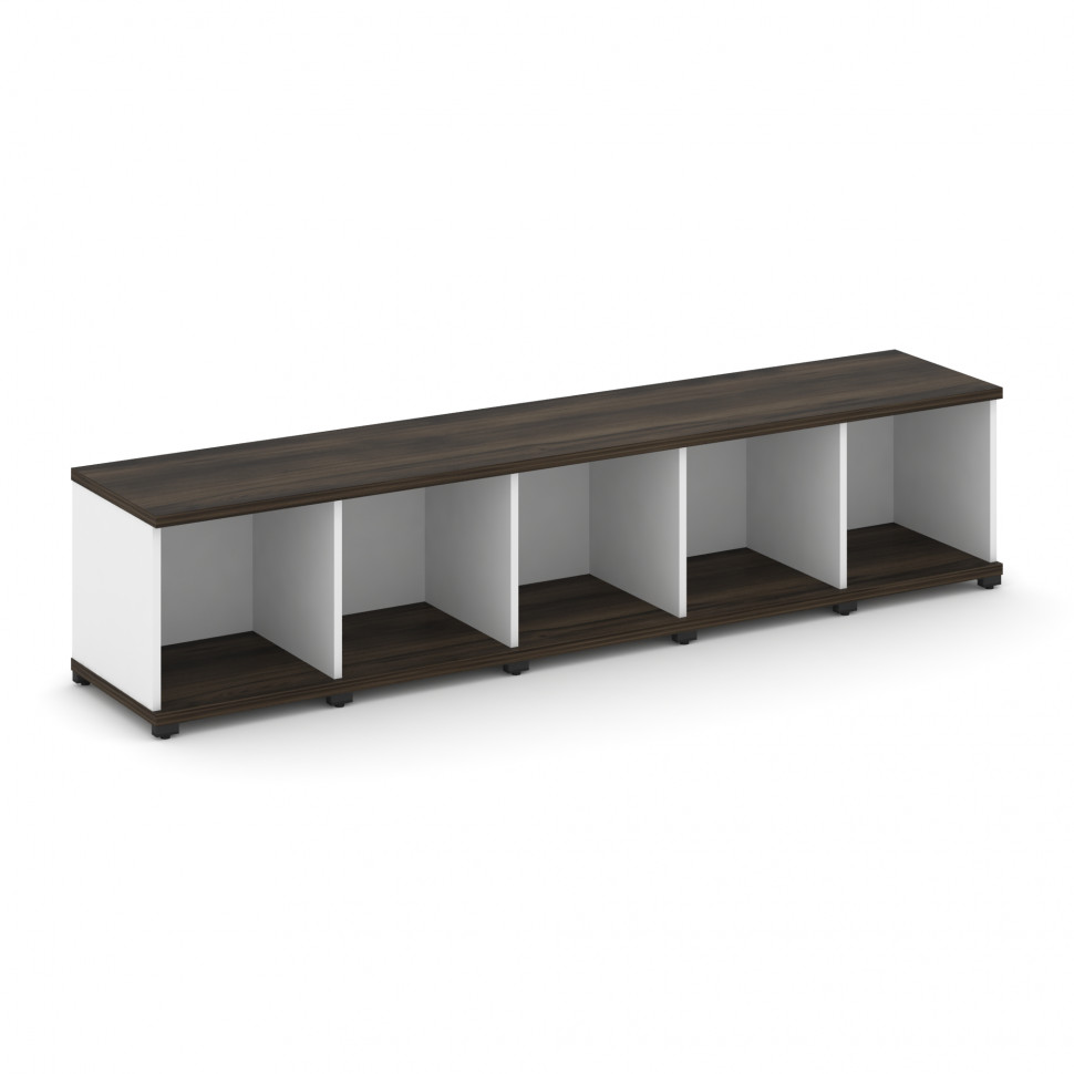 Concept Стеллаж 5 узких секций, 1 ниша CN.STU-150 Дуб Мали/Белый Бриллиант/Металл Черный 2084*420*45