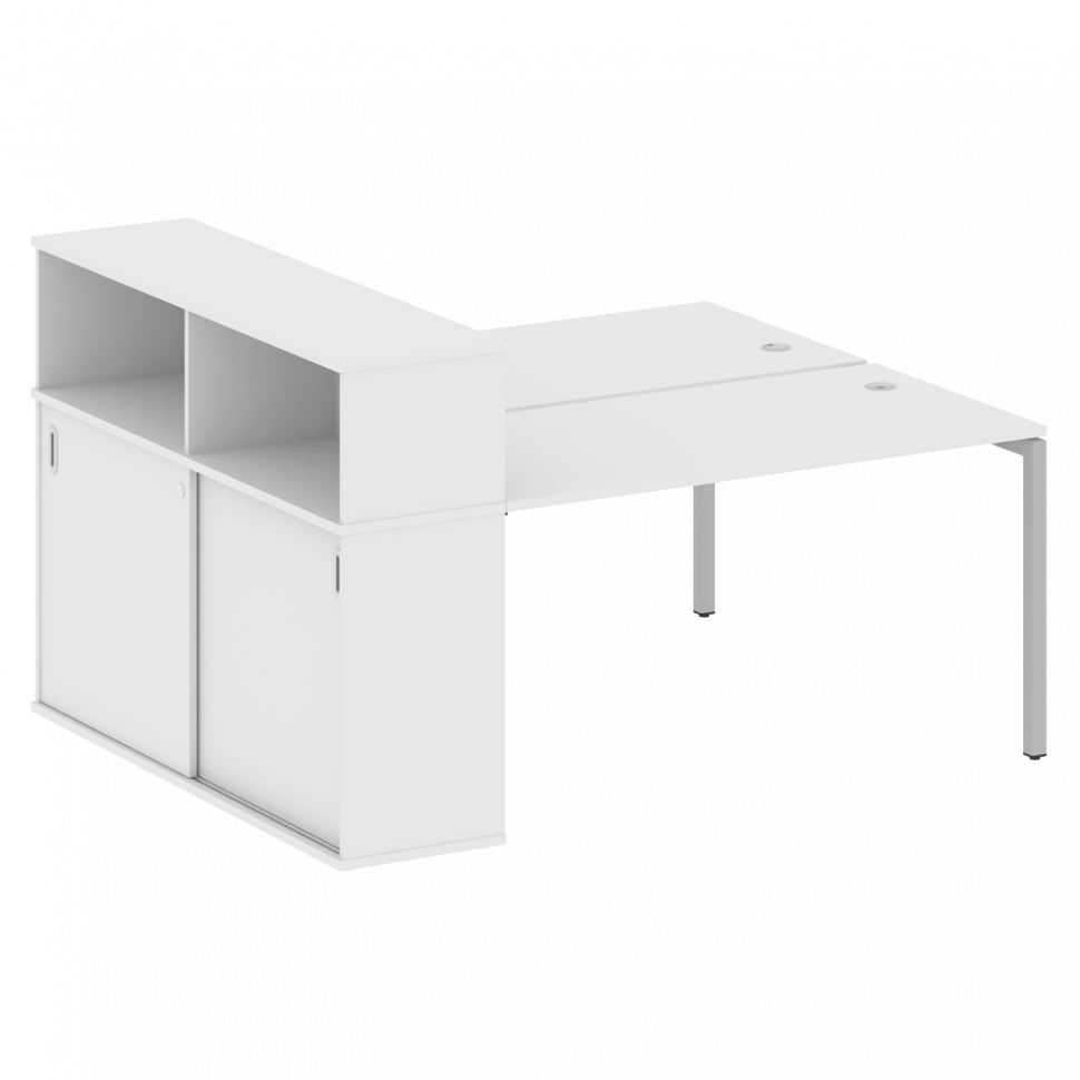 Metal System Quattro Рабочая станция с шкафом-купе на П-образном м/к 40БП.РС-СШК-2.3 Т Белый/Металл Metal System Quattro Рабочая станция с шкафом-купе на П-образном м/к 40БП.РС-СШК-2.3 Т Белый/Металл