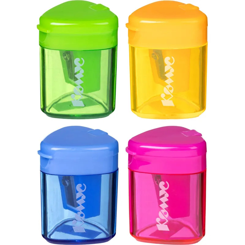 Точилка Комус Класс, 1 отверстие, с контейнером, в ассорт Точилка Комус Класс, 1 отверстие, с контейнером, в ассорт