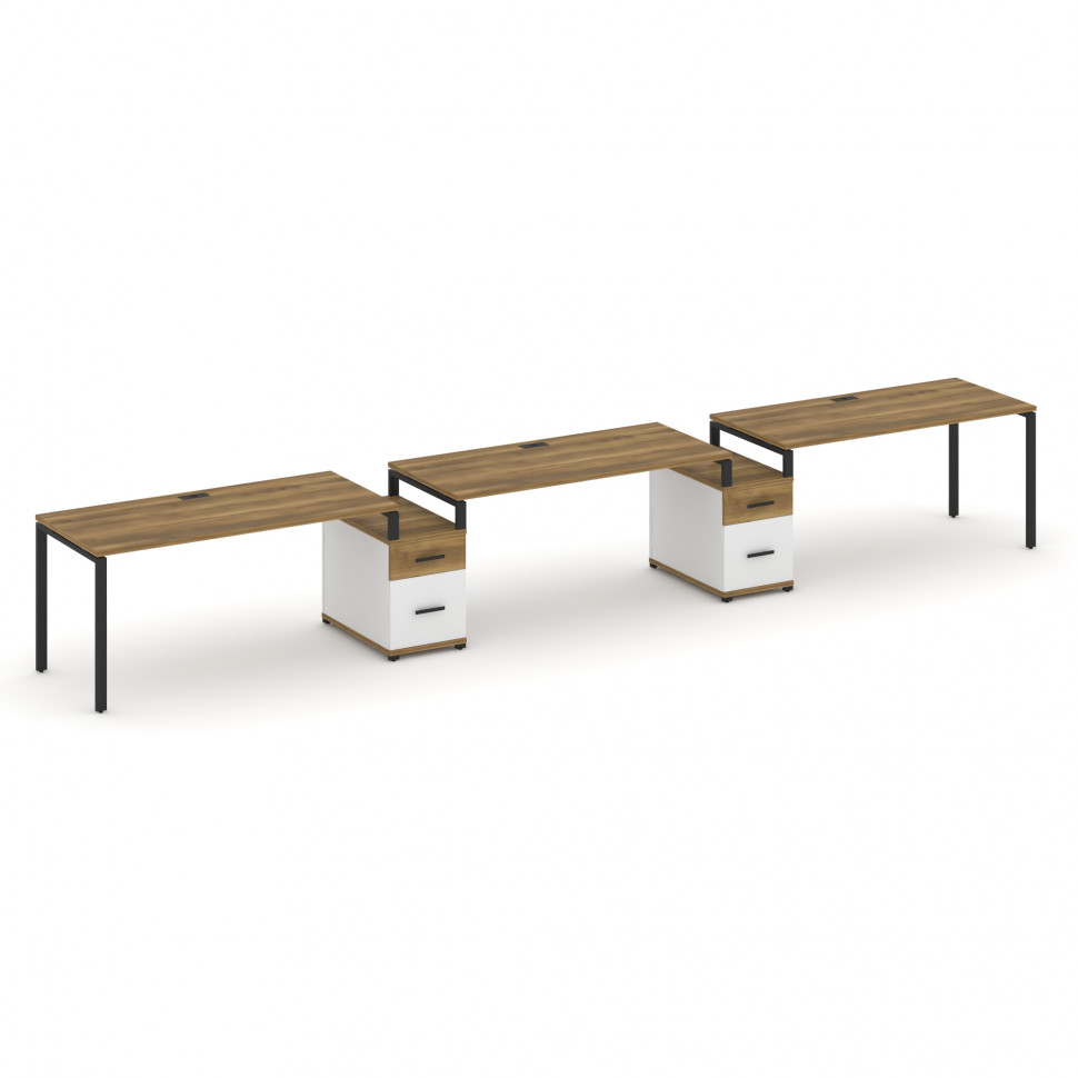 Concept Рабочая станция 3 места с 2 опорными тумбами CN.ORS-332 B Сандал Янтарный/Белый Бриллиант/Ме