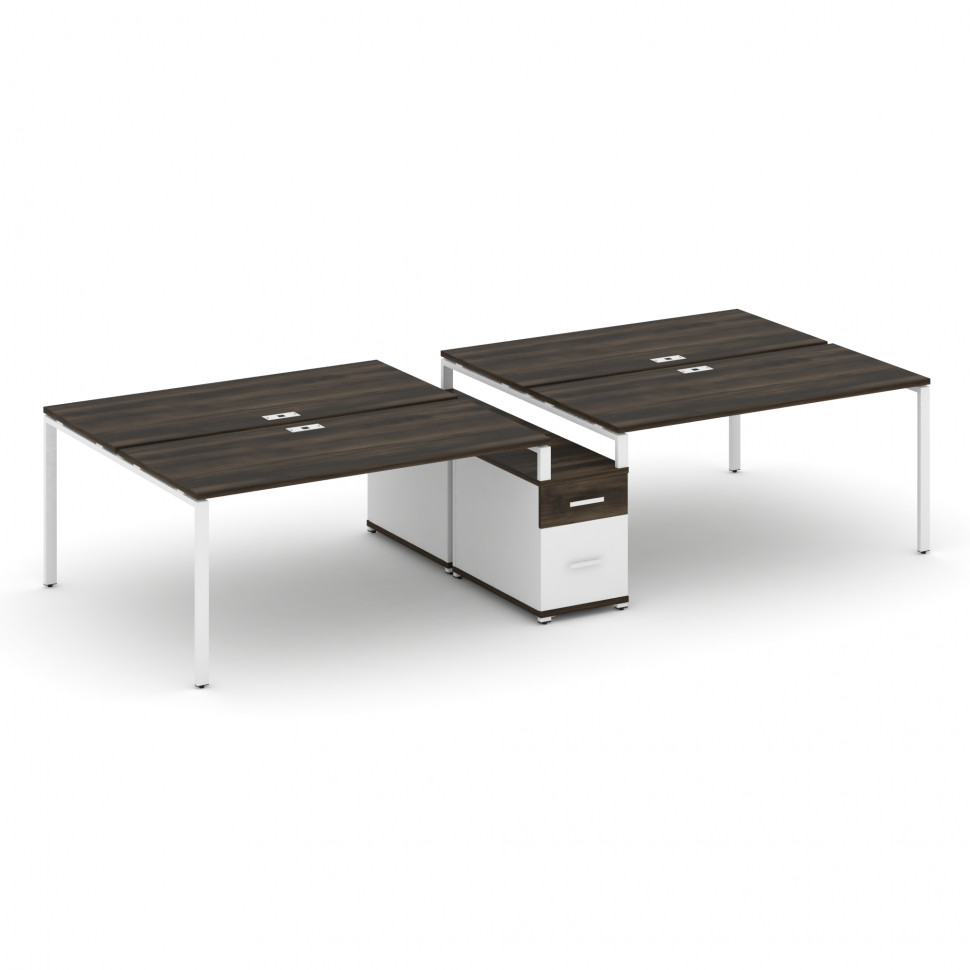 Concept Рабочая станция 4 места с двухсторонней опорной тумбой CN.DRS-316 W Дуб Мали/Белый Бриллиант