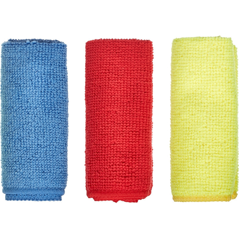 Салфетки хозяйственные Luscan микрофибра 180г 25х25см 3шт/уп син/крас/желт