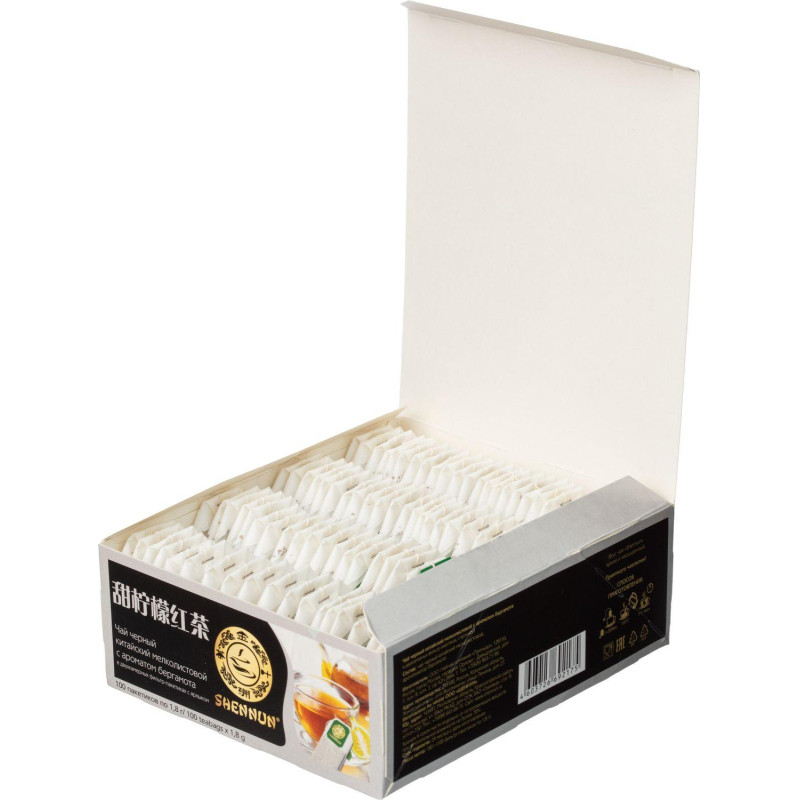 Чай Shennun черный с ароматом бергамота, 100пак 1903