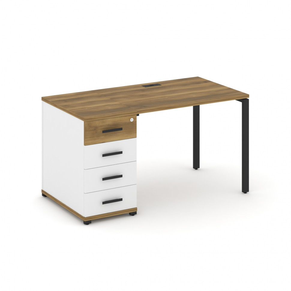 Concept Стол рабочий с 1 опорной тумбой CN.SP-401 B Сандал Янтарный/Белый Бриллиант/Металл Черный 14 Concept Стол рабочий с 1 опорной тумбой CN.SP-401 B Сандал Янтарный/Белый Бриллиант/Металл Черный 14