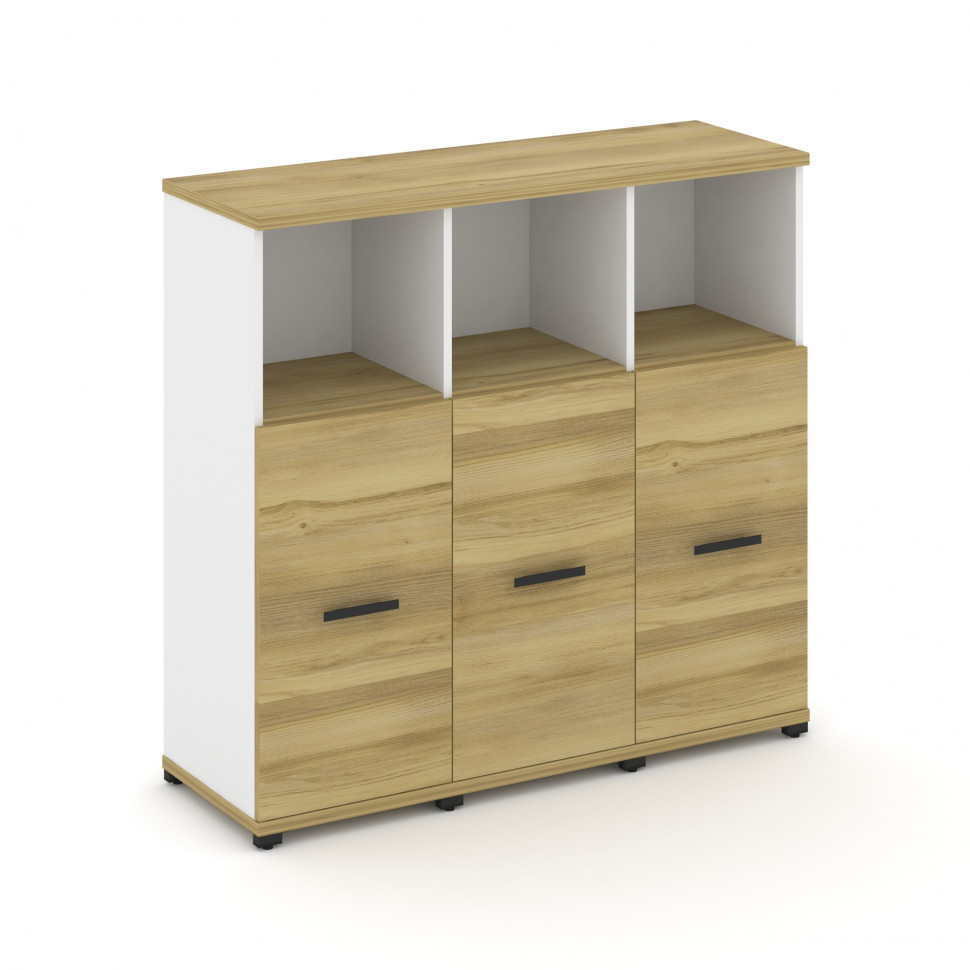 Concept Шкаф 3 узкие секции, 3 ниши CN.STU-333 B Дуб Винченцо/Белый Бриллиант/Металл Черный 1252*420