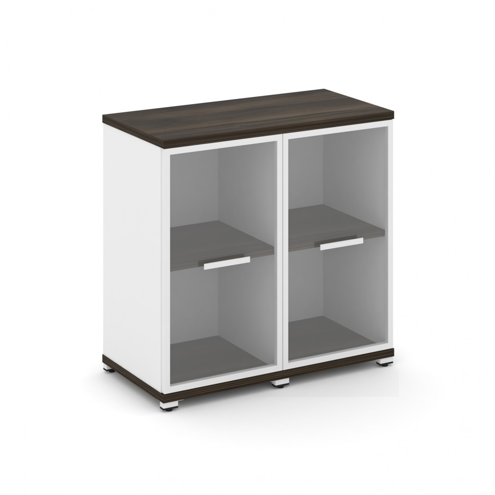 Concept Шкаф 2 узкие секции, 2 ниши CN.STU-223 RPW W Дуб Мали/Белый Бриллиант/Металл Белый/Прозрачны