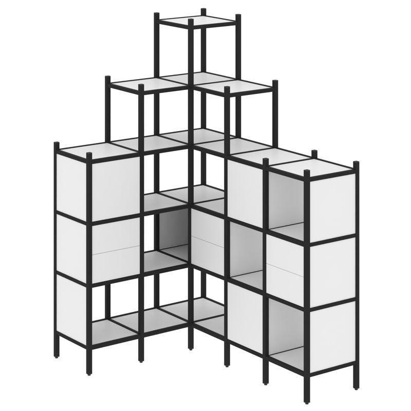 Loft Угловой внутренний стеллаж VR.L-43 Белый Бриллиант/Металл Черный 1278*1694*2280