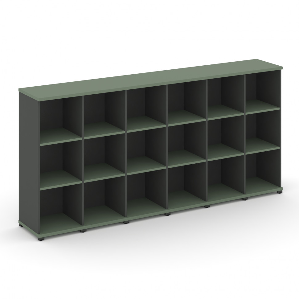 Concept Стеллаж 6 узких секций, 3 ниши CN.STU-360 Кобо/Антрацит/Металл Антрацит 2500*420*1186