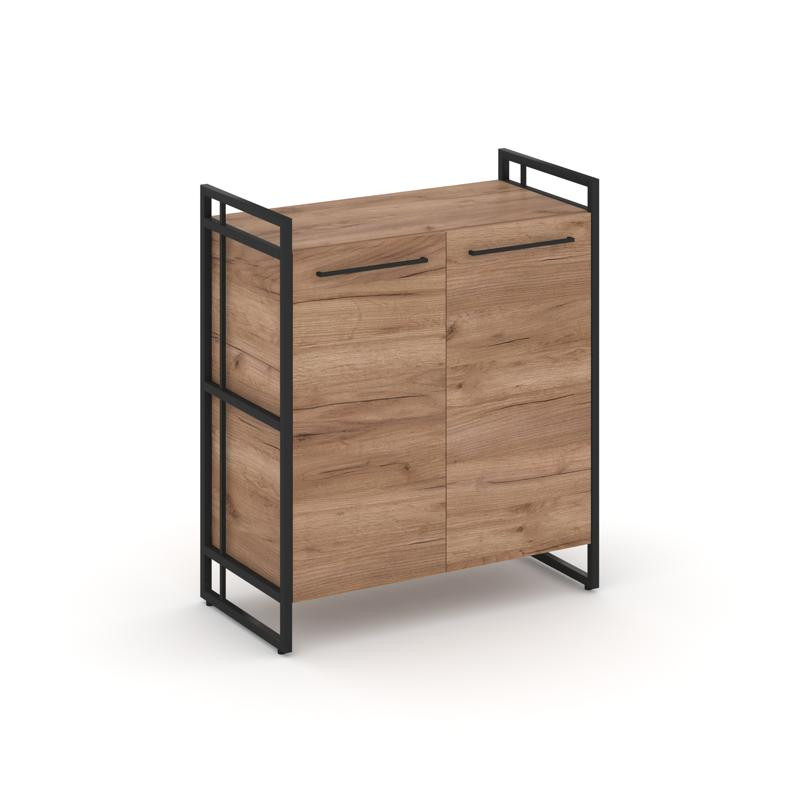 Rift Шкаф 2 ниши широкий RF.SS-21 Дуб Табак/Металл Черный/Черный Ручки 798*396*924