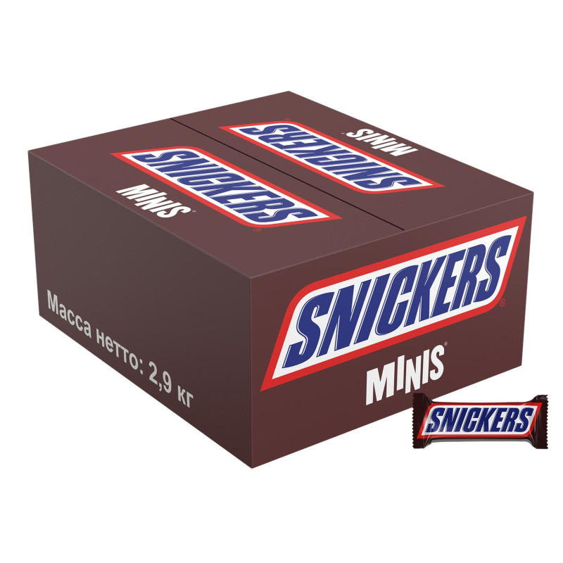 Шоколадный батончик Snickers Minis, короб, 2,9кг