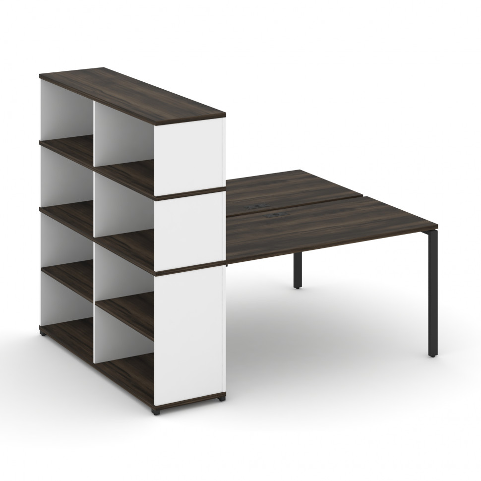 Concept Рабочая станция с опорным стеллажом с надставкой выс. CN.DRS-215 Дуб Мали/Белый Бриллиант/Ме