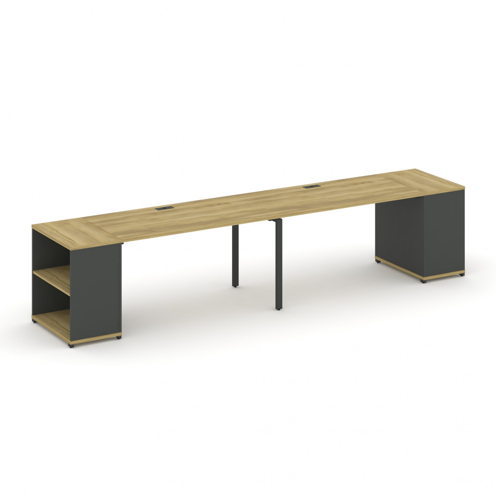 Concept Рабочая станция с опорными стеллажами CN.ORS-202 Дуб Винченцо/Антрацит/Металл Антрацит 3200* Concept Рабочая станция с опорными стеллажами CN.ORS-202 Дуб Винченцо/Антрацит/Металл Антрацит 3200*