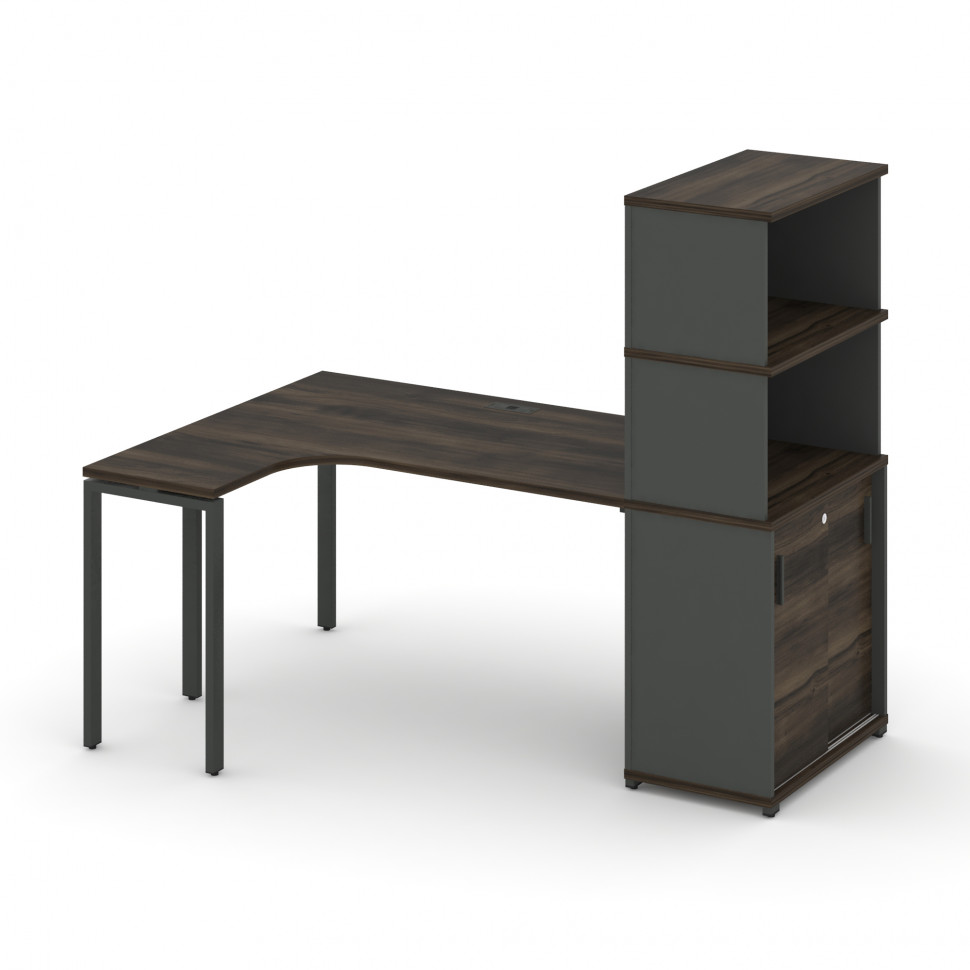 Concept Стол эргономичный с опорным шкафом-купе с надставкой выс. CN.SA-222(L) A Дуб Мали/Антрацит/ Concept Стол эргономичный с опорным шкафом-купе с надставкой выс. CN.SA-222(L) A Дуб Мали/Антрацит/