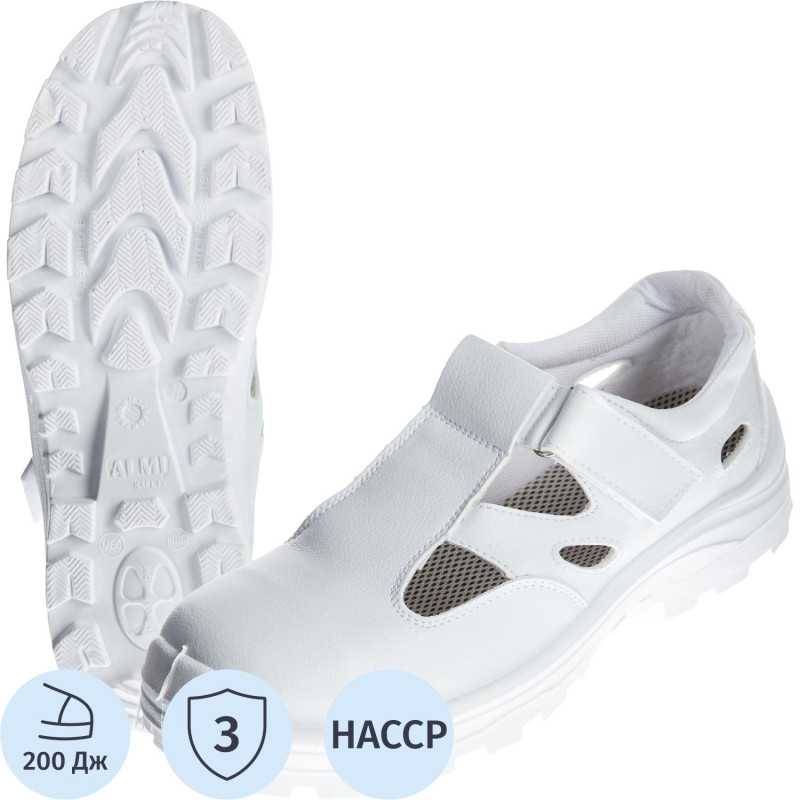 Полуботинки (сандалии)  АЛМИ(арт. 80302-011600) с МП, белые, р.45