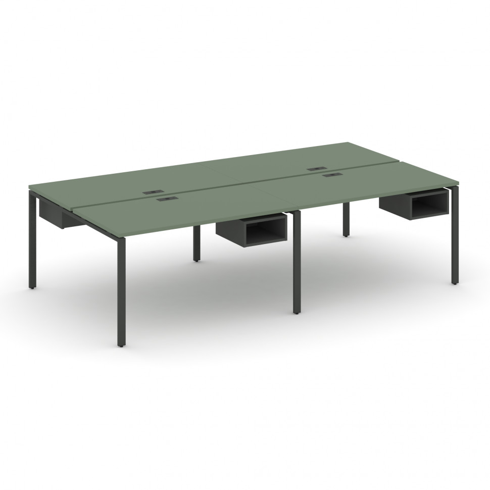 Concept Рабочая станция двухсторонняя с подвесными тумбами на 4 места CN.DRS-122 Кобо/Антрацит/Метал