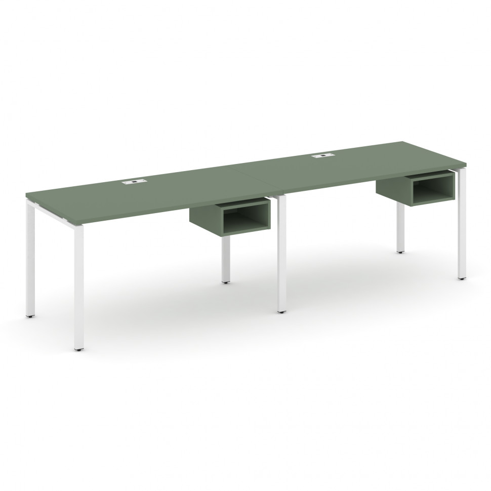 Concept Рабочая станция односторонняя с подвес. тумбами 2 места CN.ORS-102 Кобо/Металл Белый 2360*72