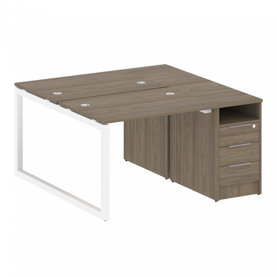 Metal System Quattro Рабочая станция с тумбой на О-образном м/к 50БО.РС-СТП-2.1 Вяз Благородный/Мета