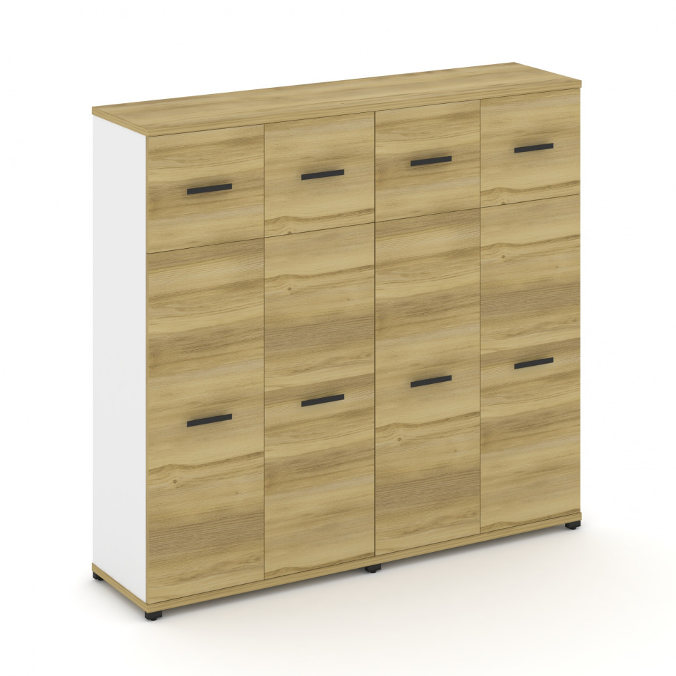 Concept Шкаф 2 широкие секции, 4 ниши CN.STS-424 B Дуб Винченцо/Белый Бриллиант/Металл Черный 1668*4