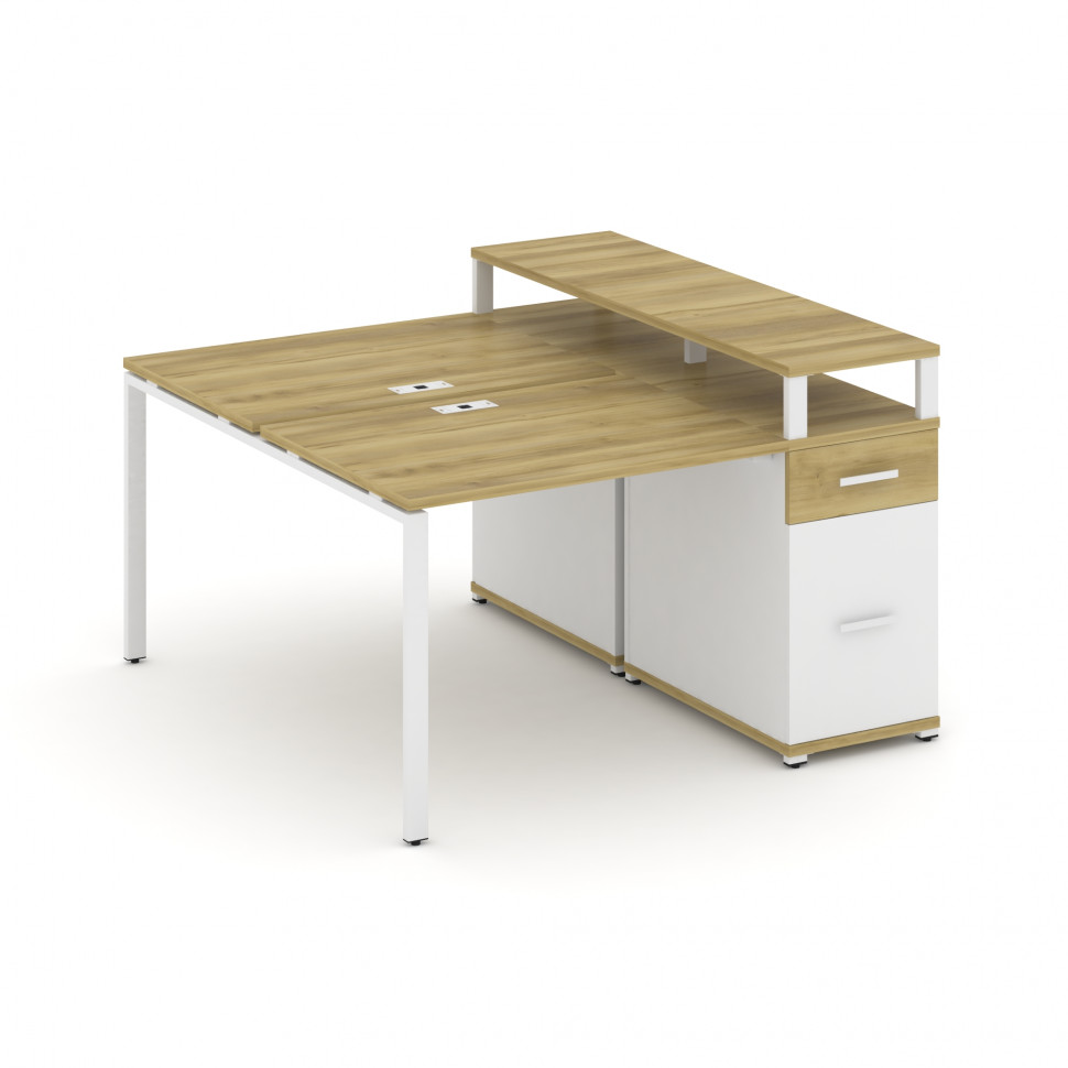 Concept Рабочая станция с 1 опорной тумбой CN.DRS-413 W Дуб Винченцо/Белый Бриллиант/Металл Белый 14