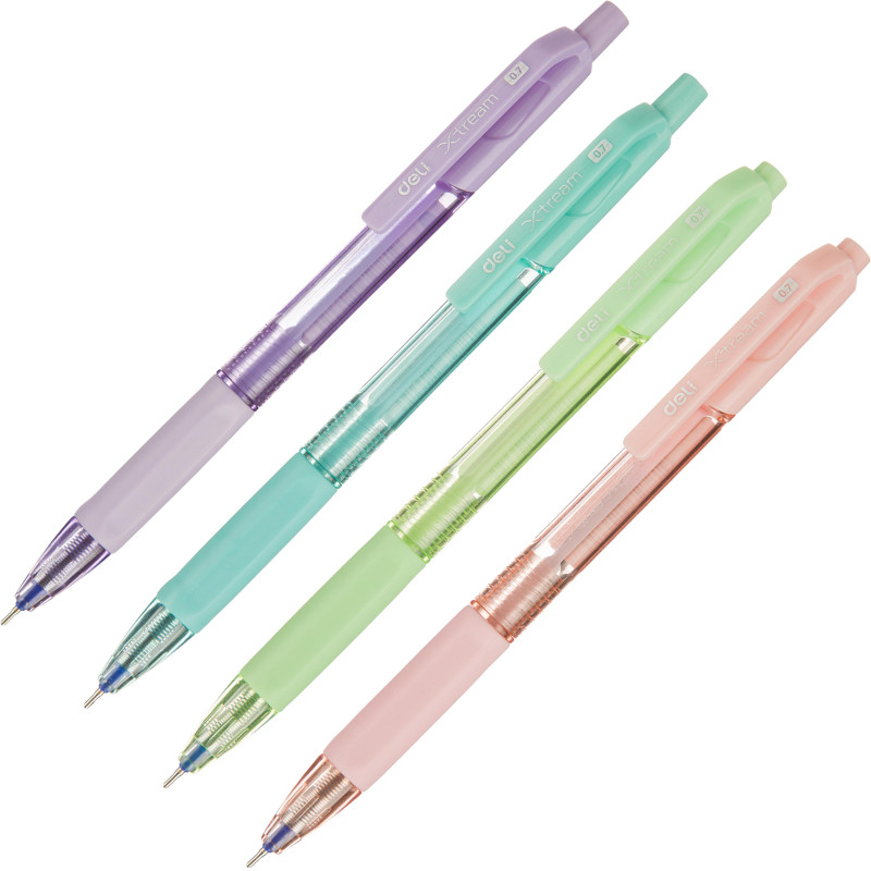 Ручка шариковая автомат. Deli X-tream,д.ш.0,7мм,лин0,4,р/манж,син,асс