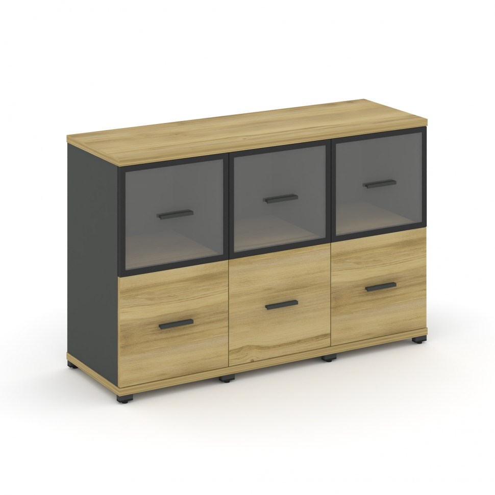 Concept Шкаф 3 узкие секции, 2 ниши CN.STU-232 RPB A Дуб Винченцо/Антрацит/Металл Антрацит/Прозрачны