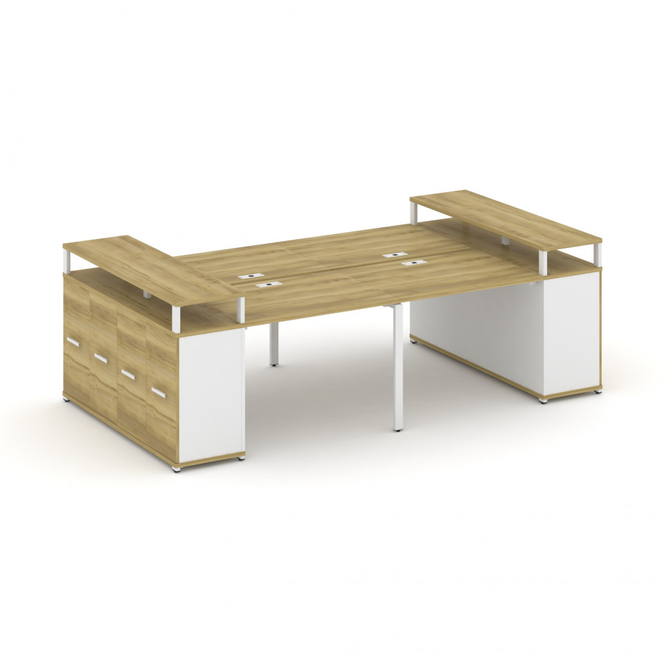 Concept Рабочая станция с опорными распаш. шкафами с верх. горизонтами  CN.DRS-265 W Дуб Винченцо/Бе