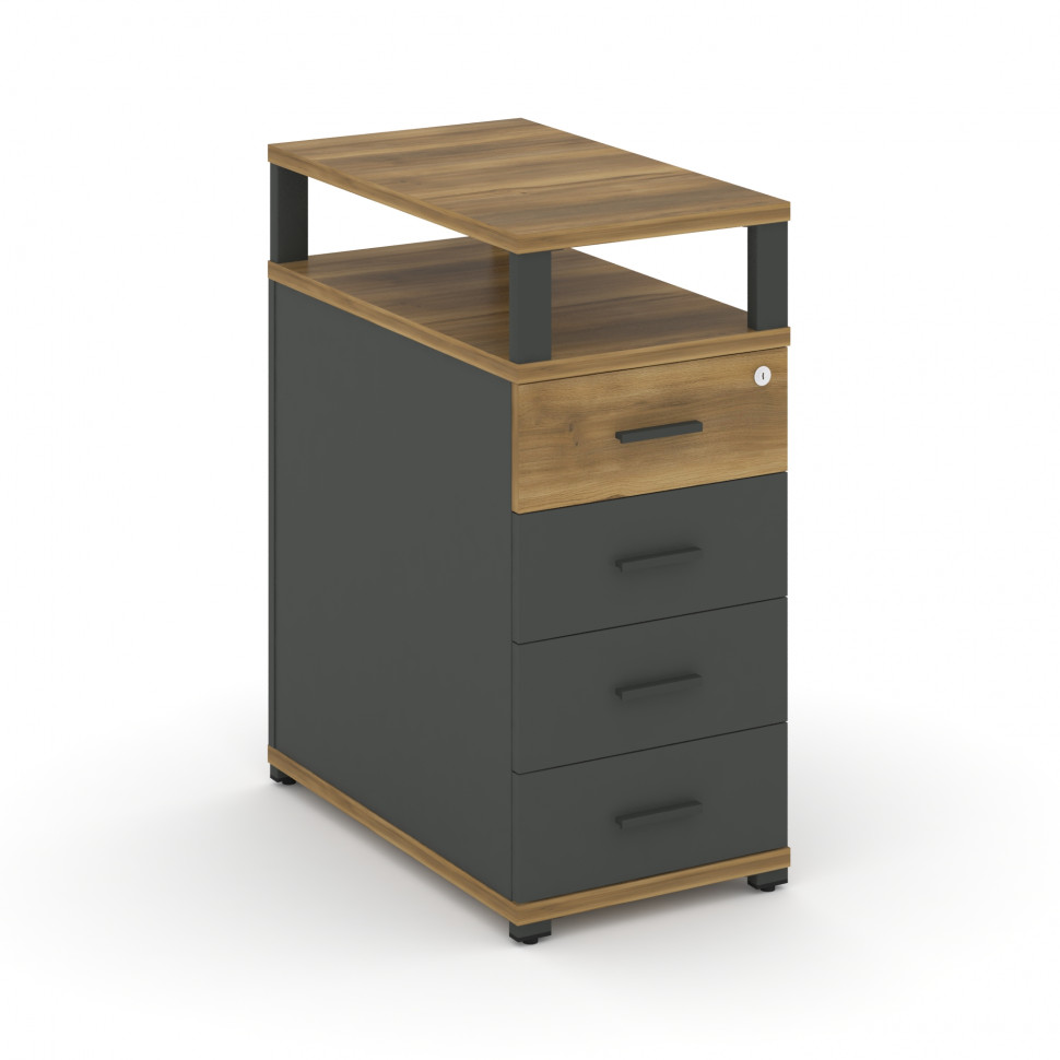 Concept Тумба опорная/приставная 4 ящ. с надставкой CN.TGO-003 A Сандал Янтарный/Антрацит/Металл Ант Concept Тумба опорная/приставная 4 ящ. с надставкой CN.TGO-003 A Сандал Янтарный/Антрацит/Металл Ант