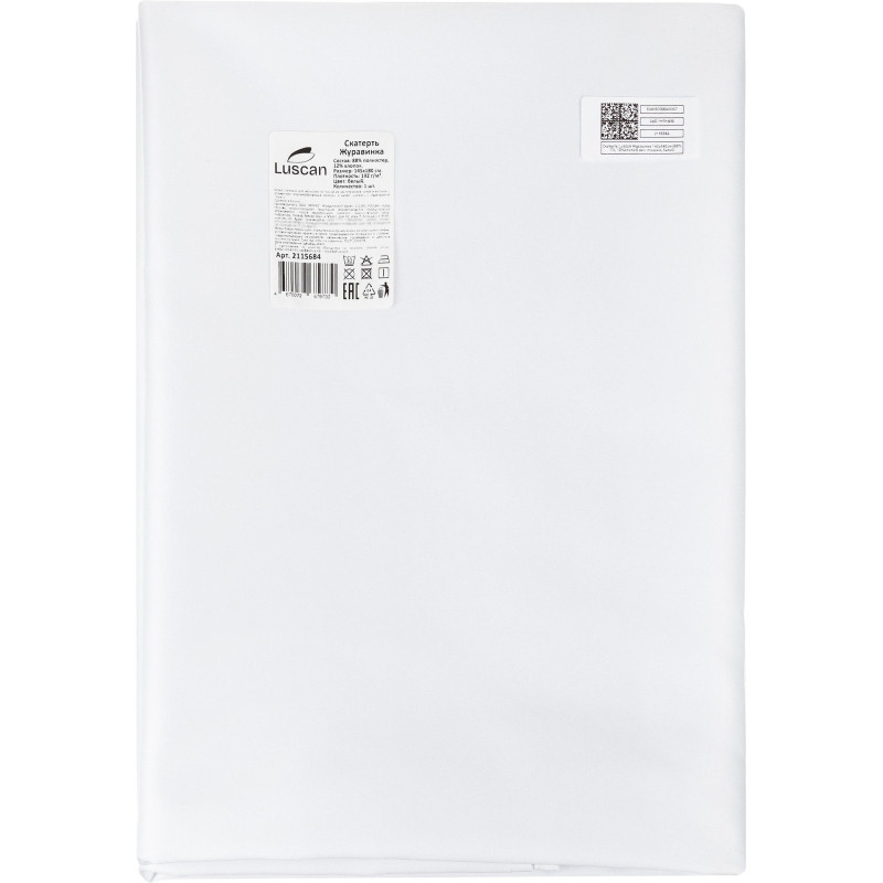 Скатерть Luscan Журавинка 145х180см (88%ПЭ, 12%хлопок) рис. гладкий, белый