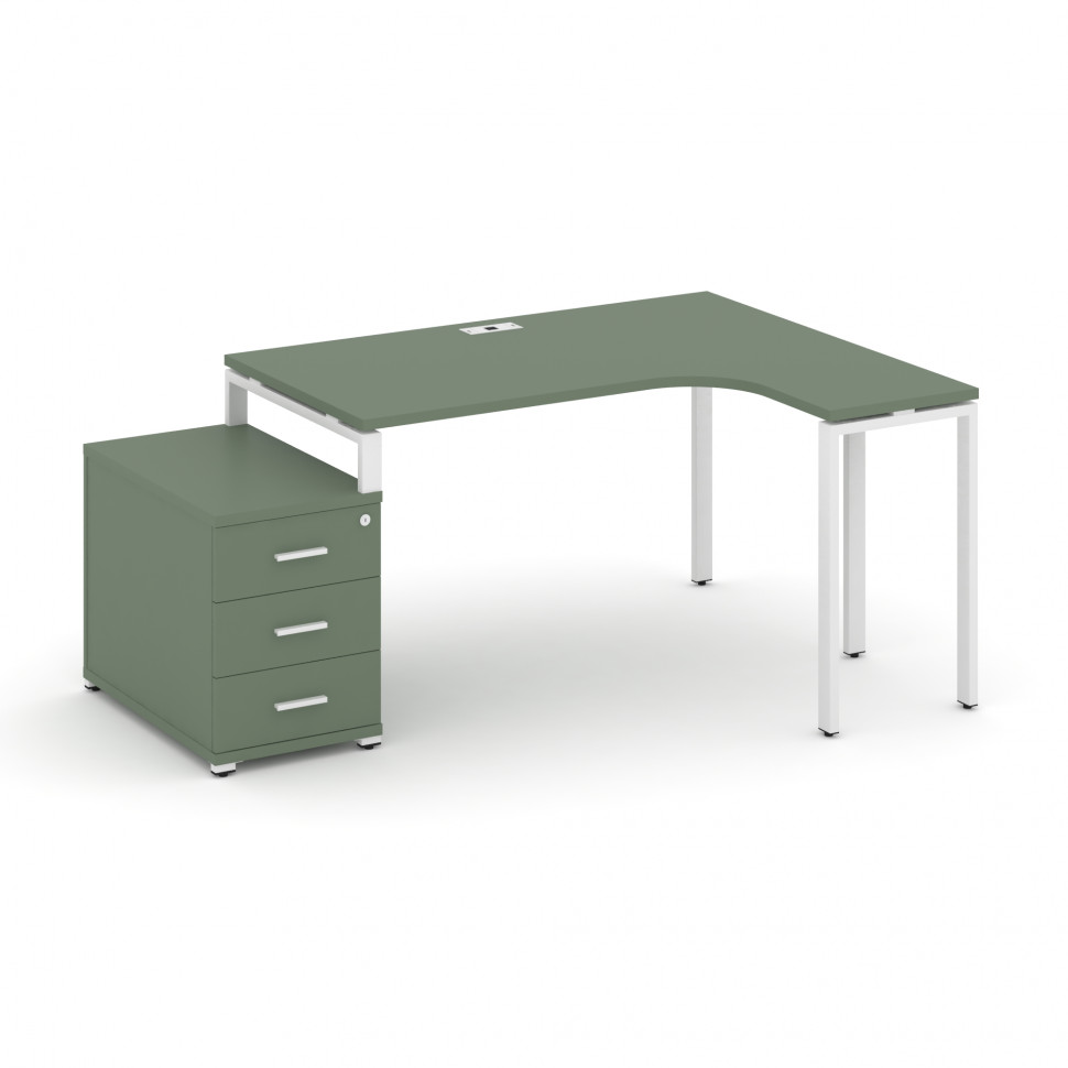 Concept Стол эргономичный с опорной тумбой CN.SA-303(R) W Кобо/Металл Белый 1580/1946*1180*750 Concept Стол эргономичный с опорной тумбой CN.SA-303(R) W Кобо/Металл Белый 1580/1946*1180*750