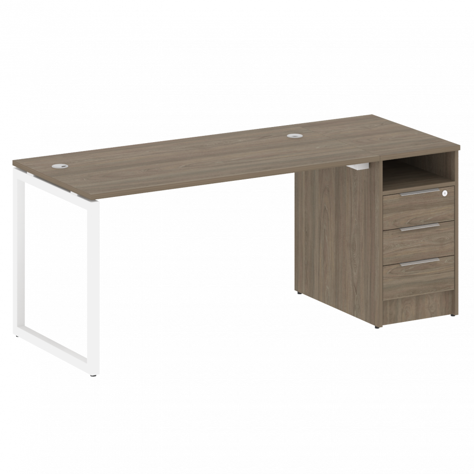 Metal System Quattro Рабочая станция с тумбой на О-образном м/к 40БО.РС-СТП-1.3 Вяз Благородный/Мета Metal System Quattro Рабочая станция с тумбой на О-образном м/к 40БО.РС-СТП-1.3 Вяз Благородный/Мета