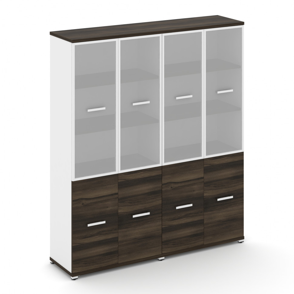 Concept Шкаф 2 широкие секции, 5 ниш CN.STS-522 RMW W Дуб Мали/Белый Бриллиант/Металл Белый/Сатин 16