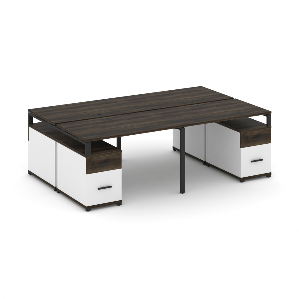 Concept Рабочая станция 4 места с 2 двухсторонними опорными тумбами CN.DRS-330 B Дуб Мали/Белый Брил Concept Рабочая станция 4 места с 2 двухсторонними опорными тумбами CN.DRS-330 B Дуб Мали/Белый Брил