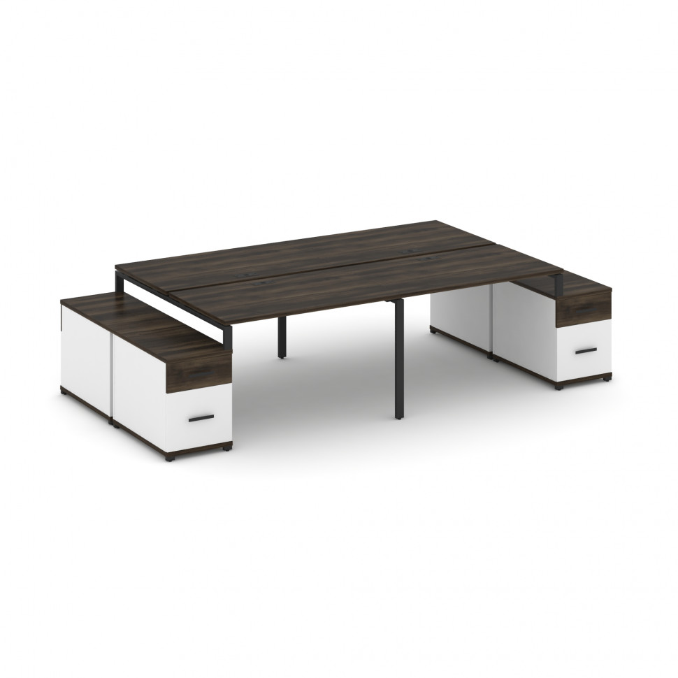 Concept Рабочая станция 4 места с 2 двухсторонними опорными тумбами CN.DRS-330 B Дуб Мали/Белый Брил Concept Рабочая станция 4 места с 2 двухсторонними опорными тумбами CN.DRS-330 B Дуб Мали/Белый Брил