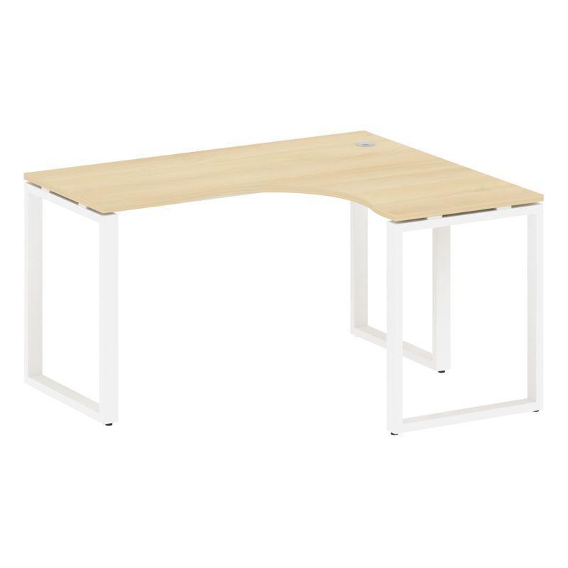 Metal System Стол криволинейный правый на О-образном м/к БО.СА-3 (R) Акация Лорка/Металл Белый 1400*