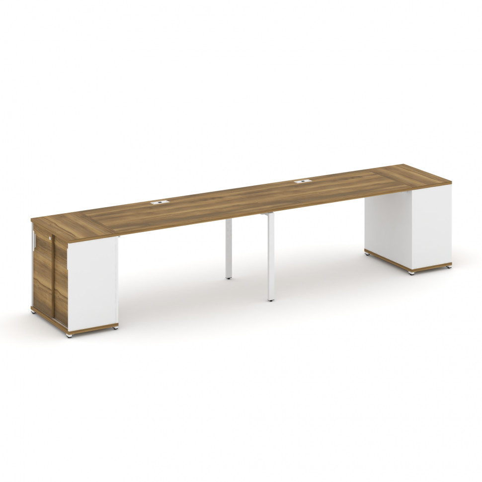 Concept Рабочая станция с опорными шкафом-купе CN.ORS-235 W Сандал Янтарный/Белый Бриллиант/Металл Б